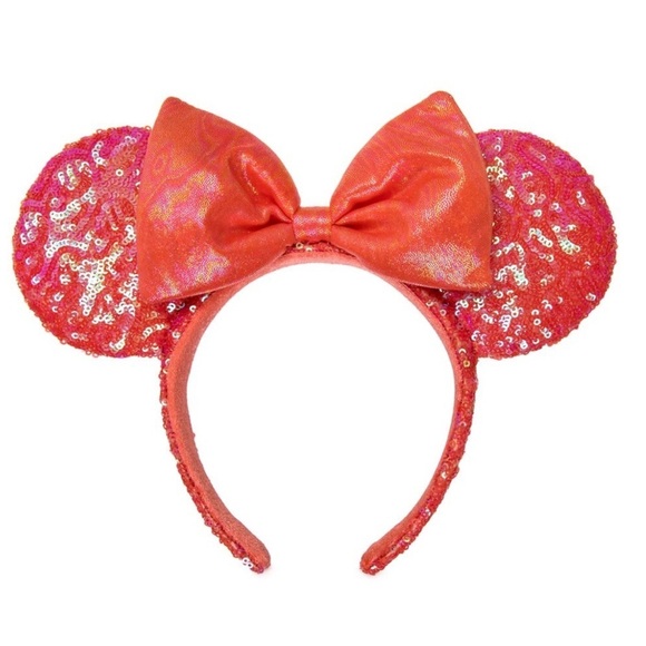 Coral Minnie Mouse Ear Headband - Picture 1 of 3